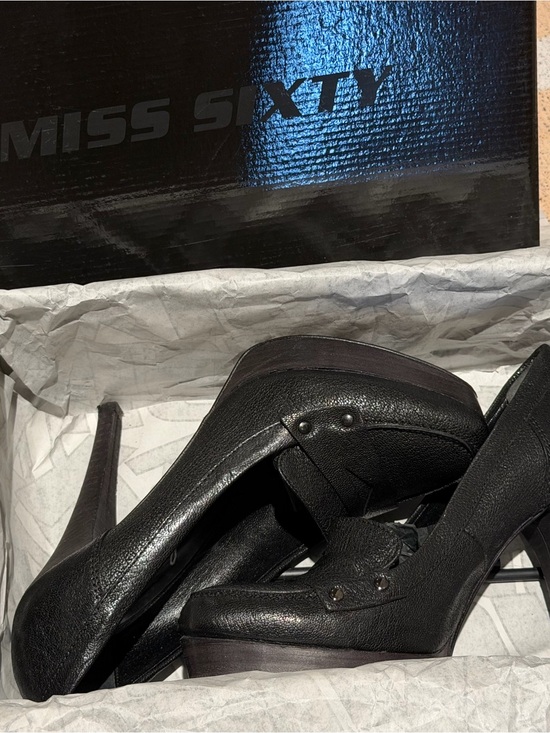 Miss Sixty Shoes - Miss Sixty Black Leather Platform Stiletto Pumps